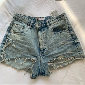 Zara Distressed High Waisted Jean Shorts